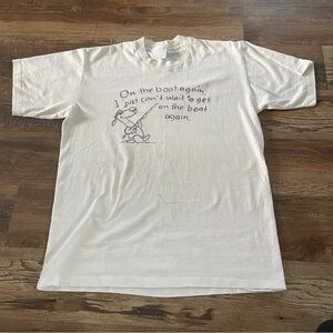 Vintage 90’s funny fishing White Graphic Men's T-Shirt